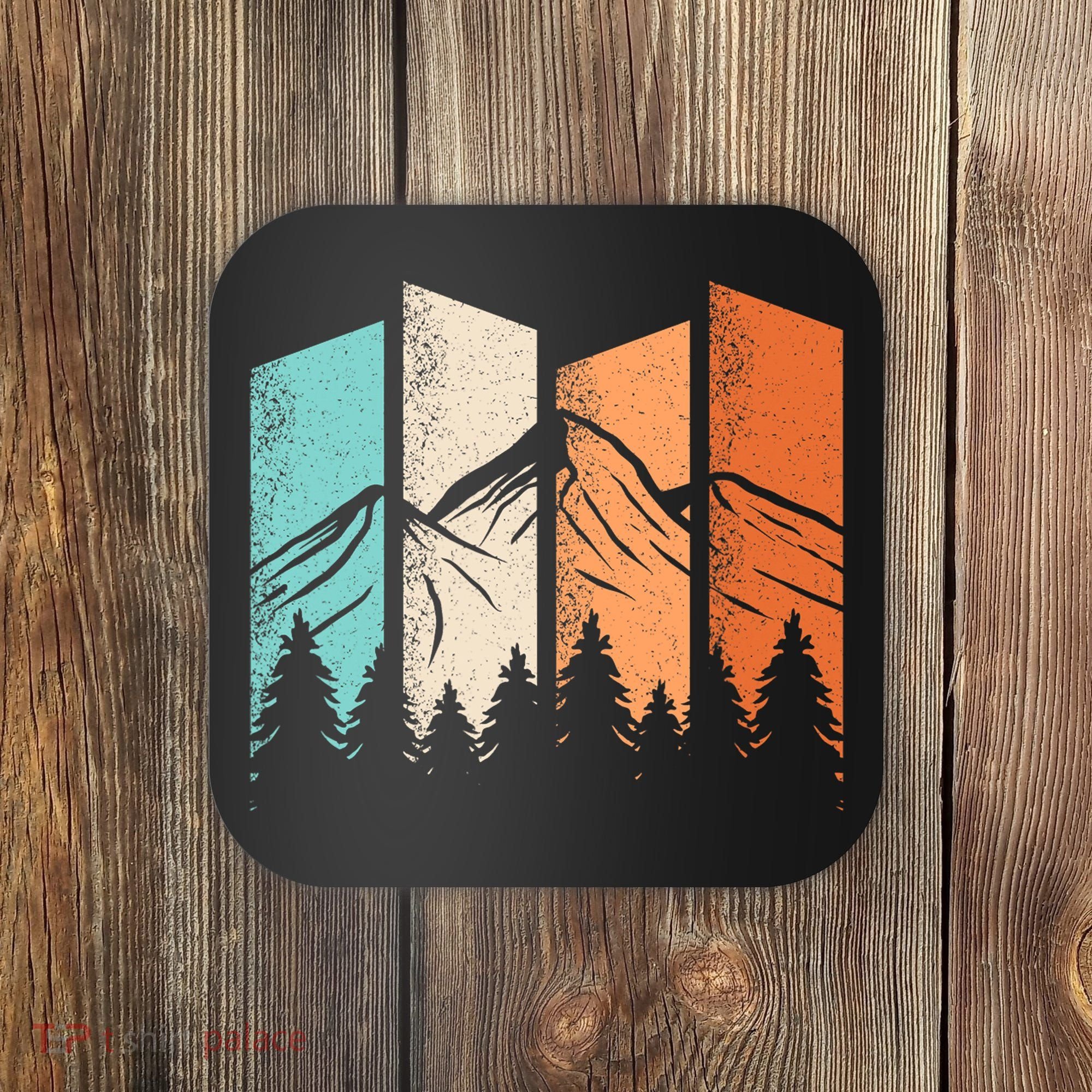 Retro Camping Hiking Nature Landscape Outdoor Coaster