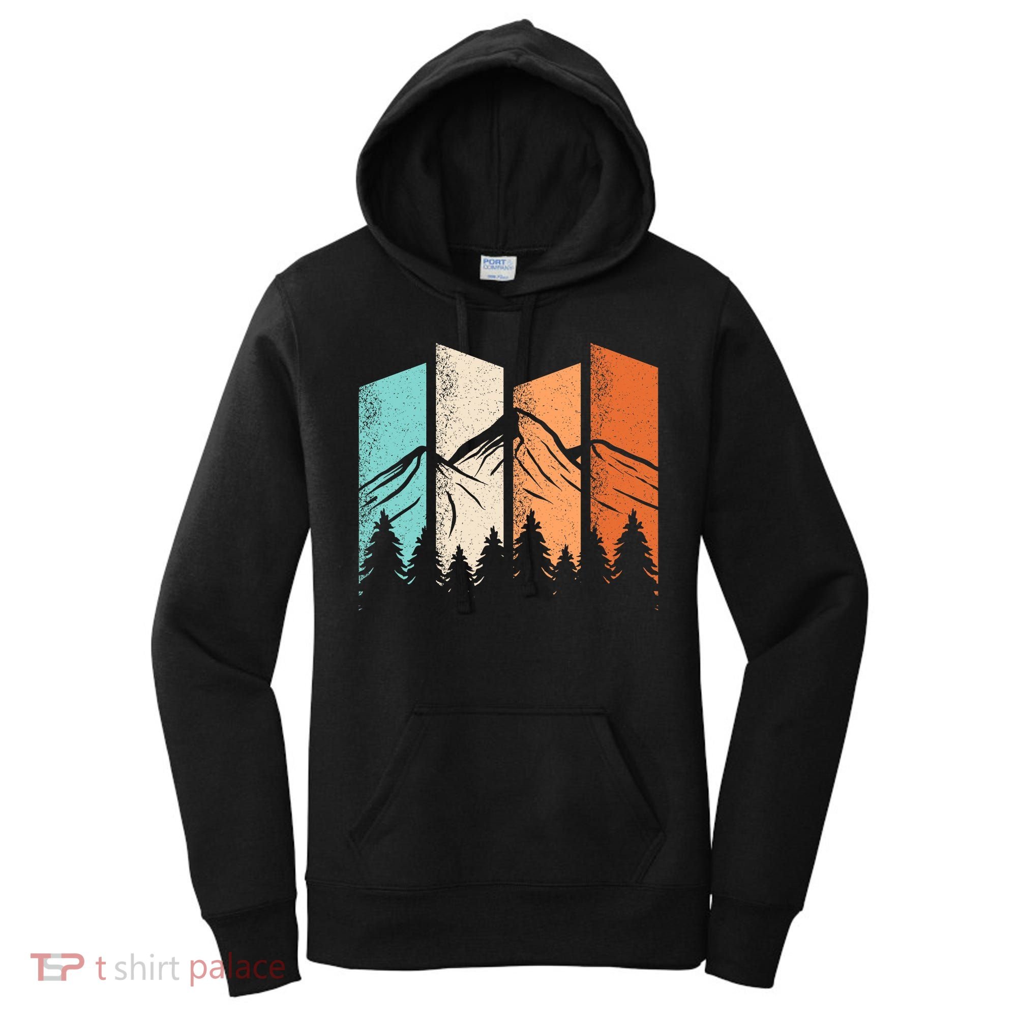 Retro Camping Hiking Nature Landscape Outdoor Women's Hoodie