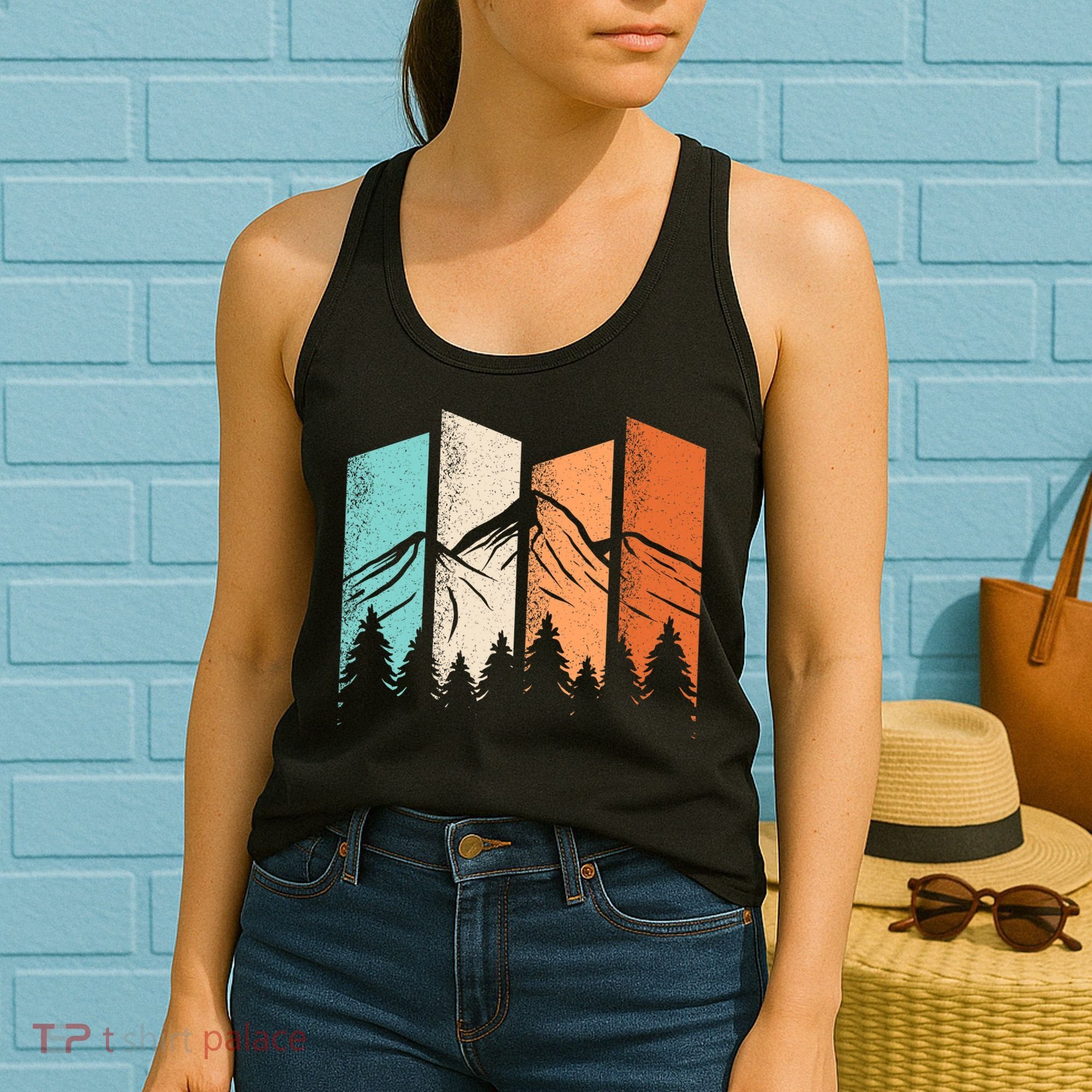 Retro Camping Hiking Nature Landscape Outdoor Women's Tank Top