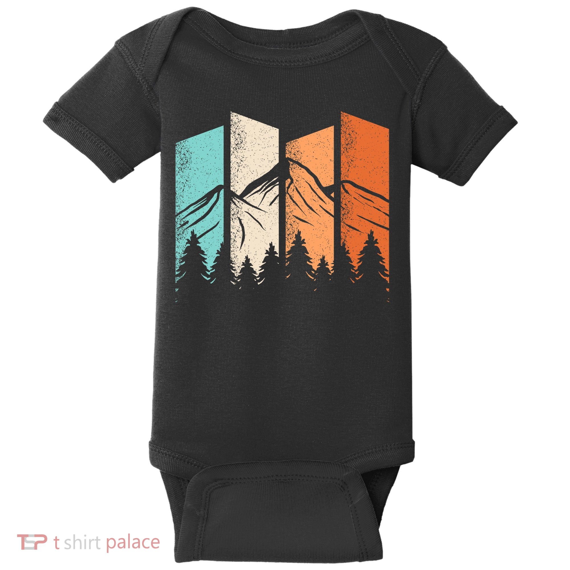 Retro Camping Hiking Nature Landscape Outdoor Baby Bodysuit