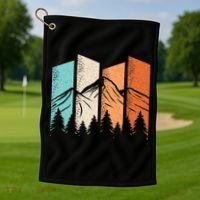 Retro Camping Hiking Nature Landscape Outdoor Golf Towel thumb 1