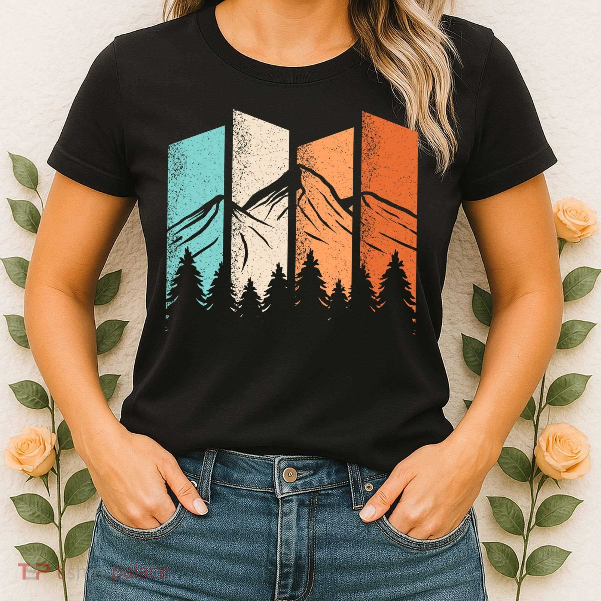 Retro Camping Hiking Nature Landscape Outdoor Women's T-Shirt