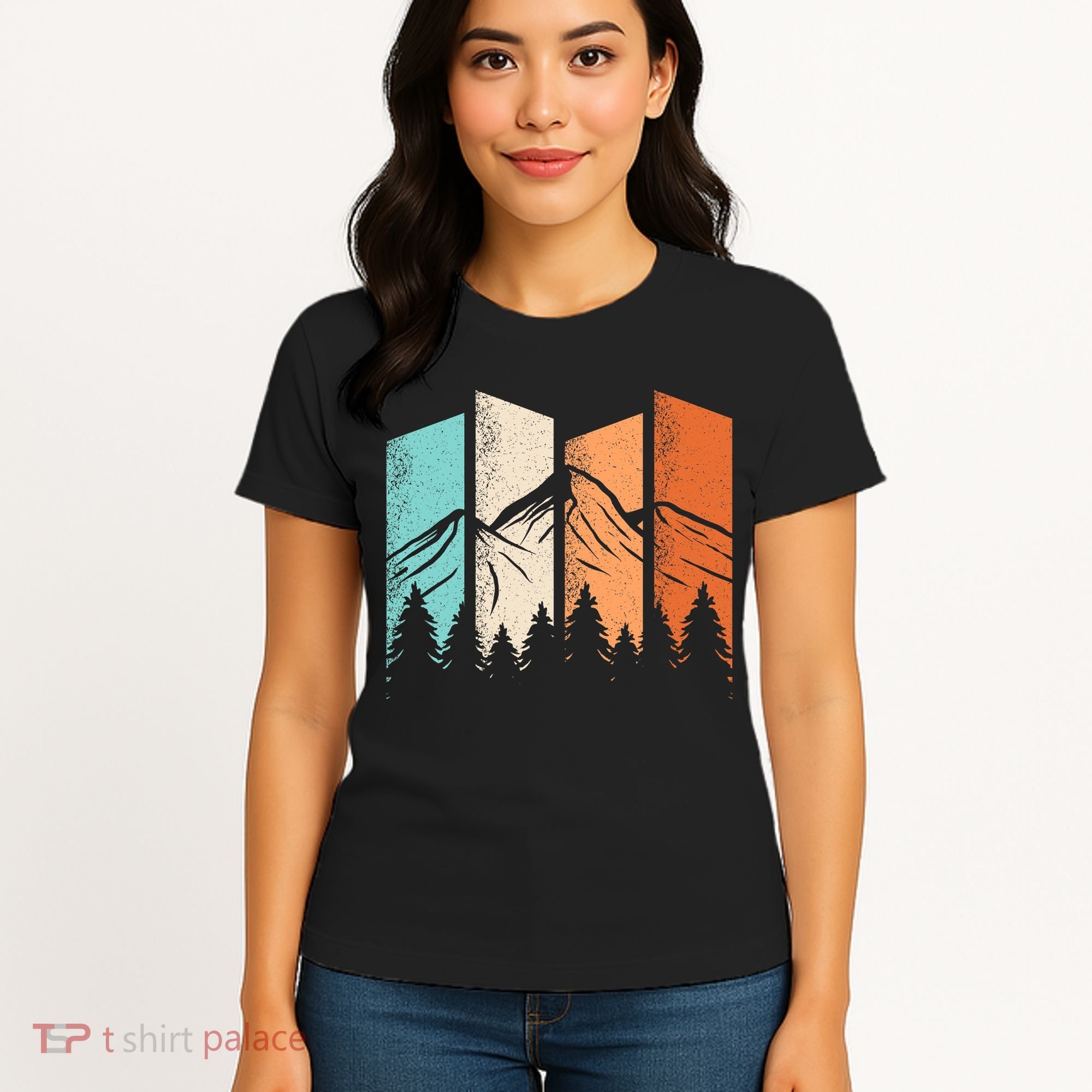 Retro Camping Hiking Nature Landscape Outdoor Women's T-Shirt