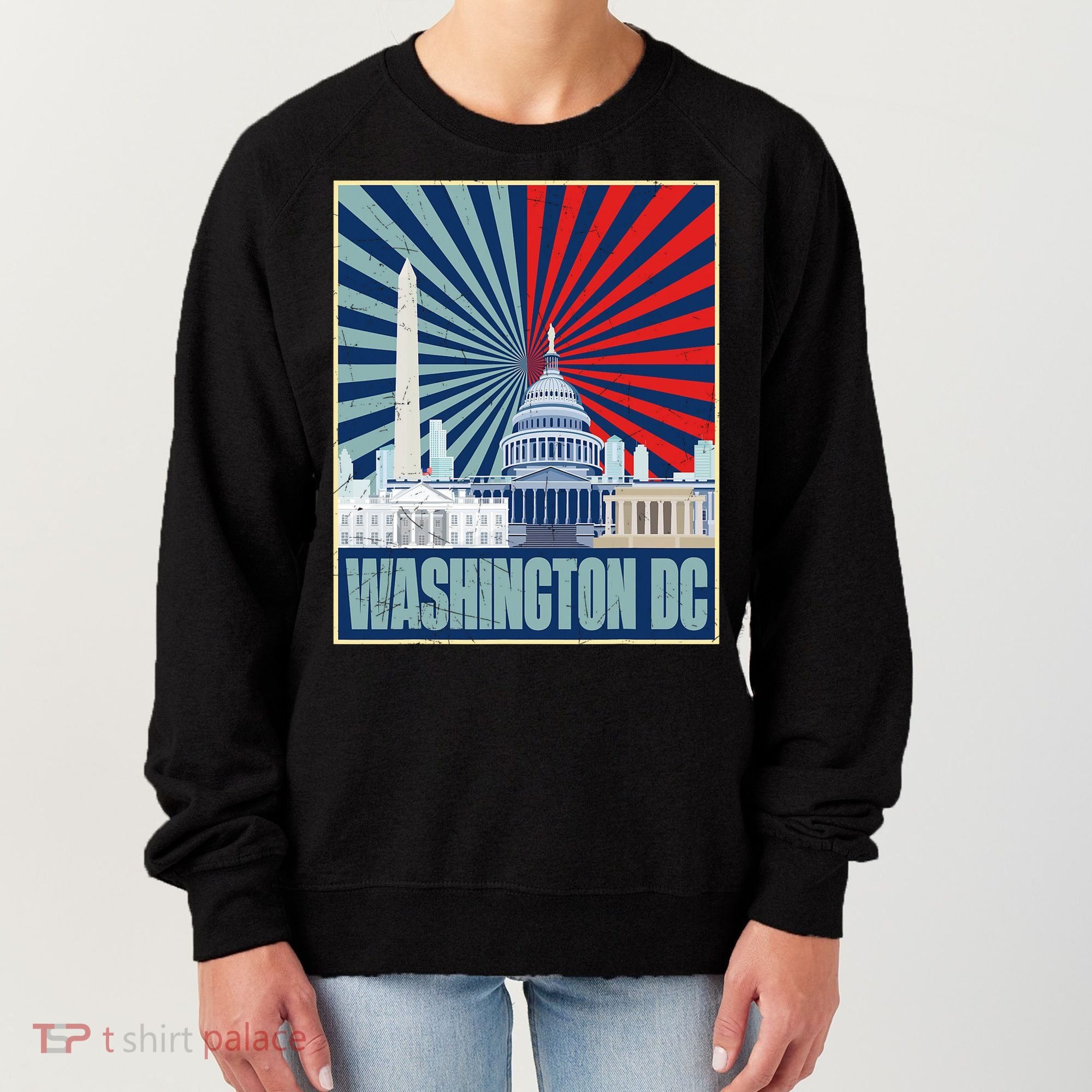 Retro Capitol Hill Washington DC American Flag Women's Sweatshirt