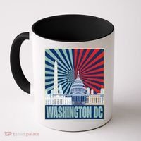 Retro Capitol Hill Washington DC American Flag Coffee Mug thumb 0