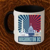 Retro Capitol Hill Washington DC American Flag Coffee Mug thumb 2