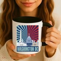 Retro Capitol Hill Washington DC American Flag Coffee Mug thumb 3