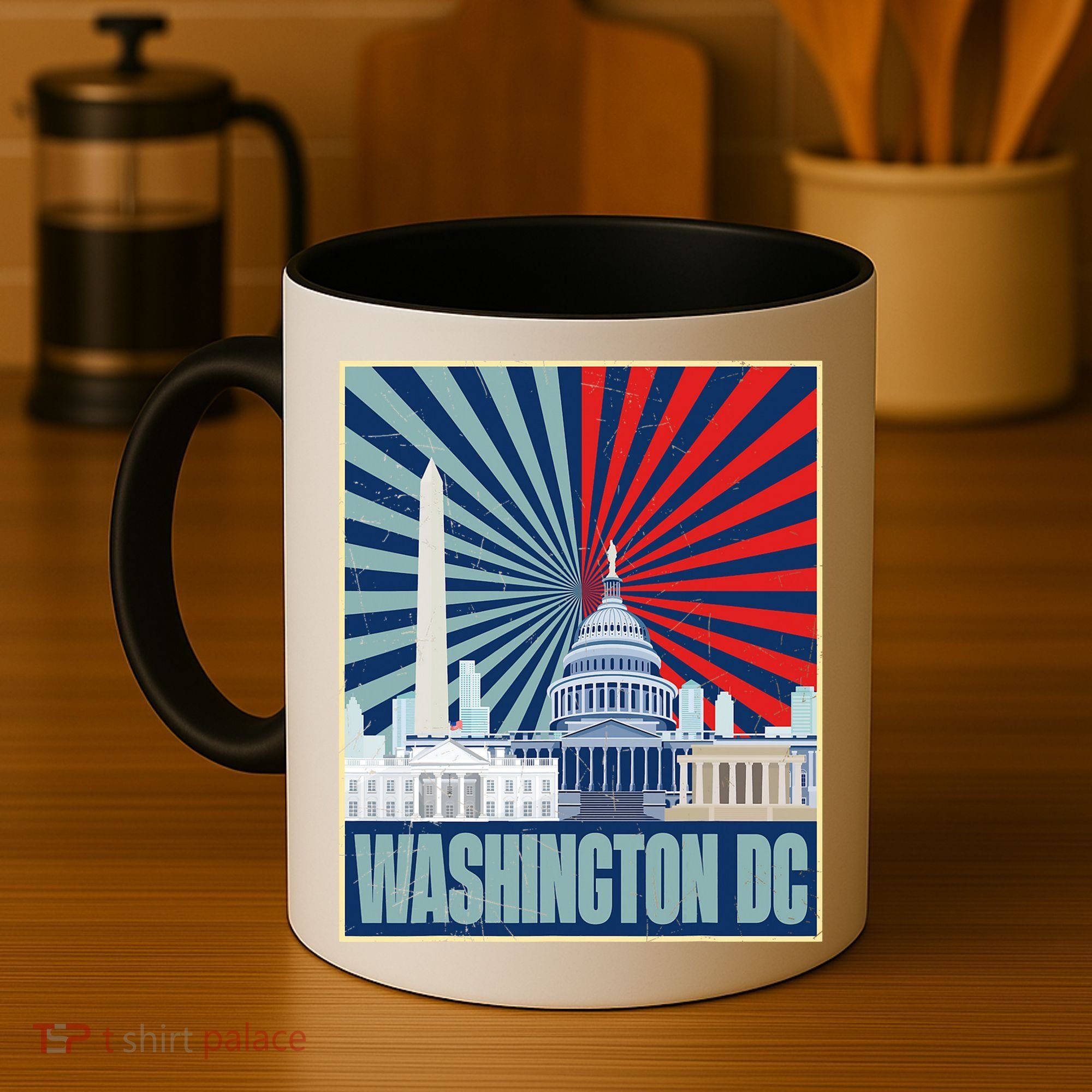 Retro Capitol Hill Washington DC American Flag Coffee Mug