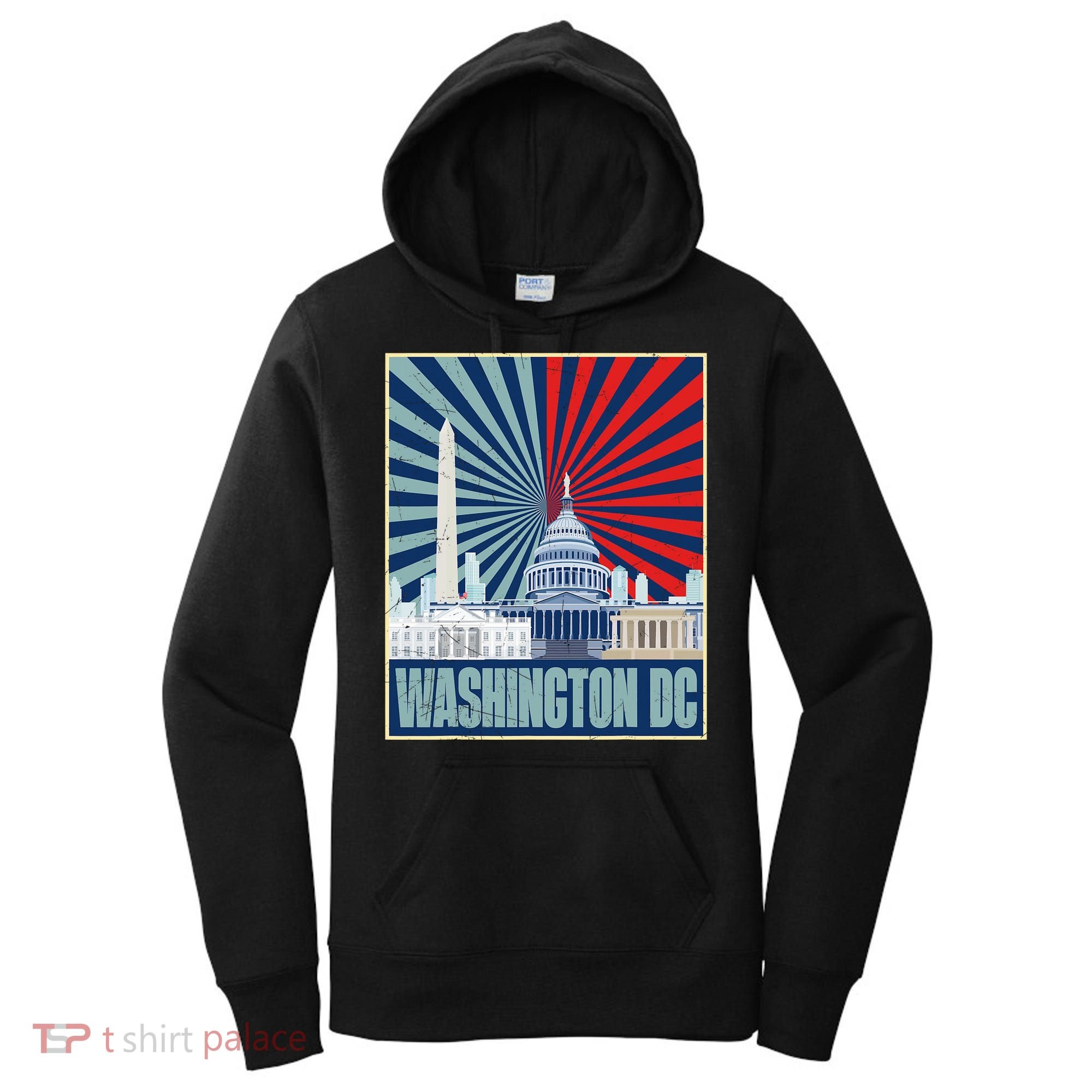 Retro Capitol Hill Washington DC American Flag Women's Hoodie