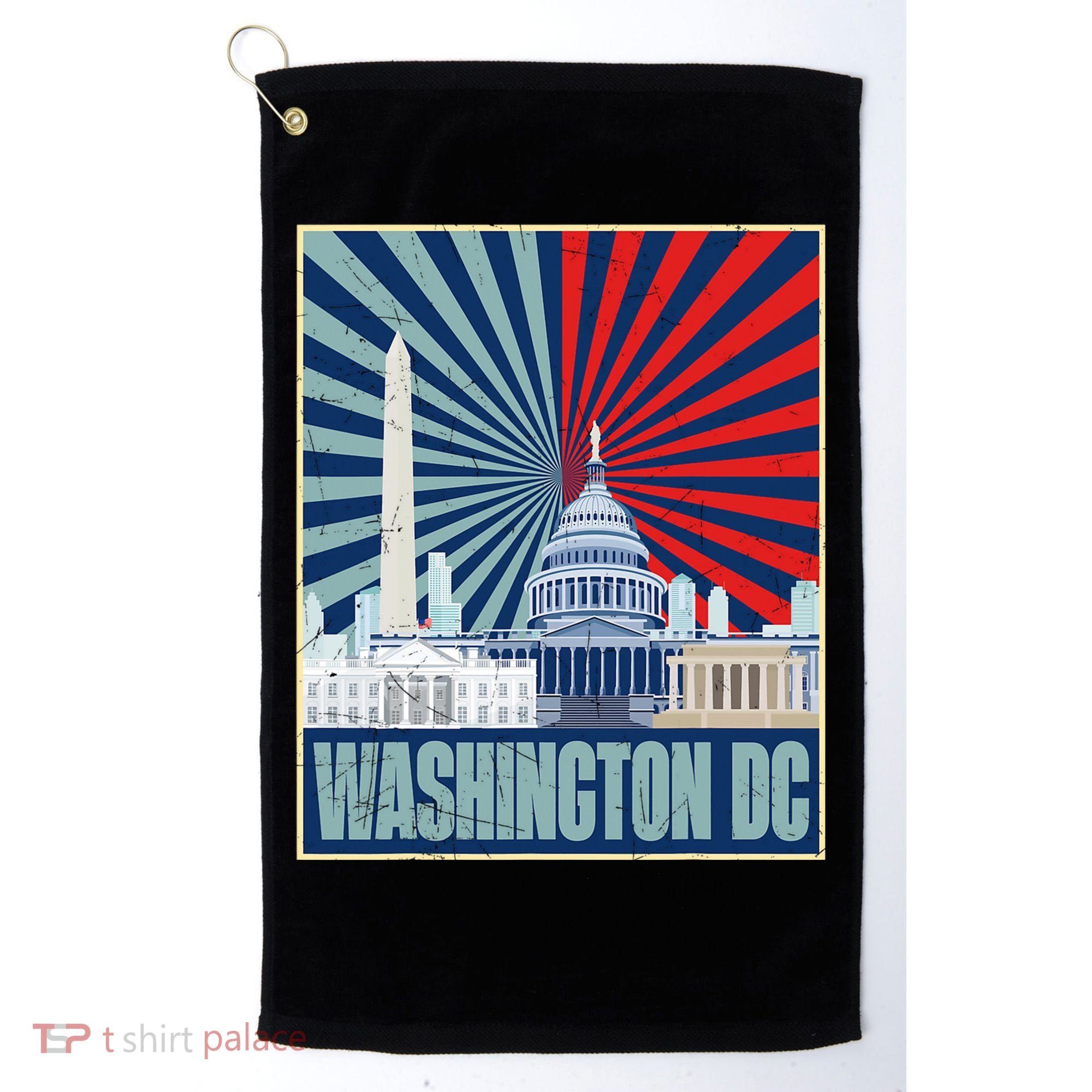 Retro Capitol Hill Washington DC American Flag Golf Towel