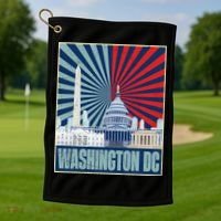 Retro Capitol Hill Washington DC American Flag Golf Towel thumb 1