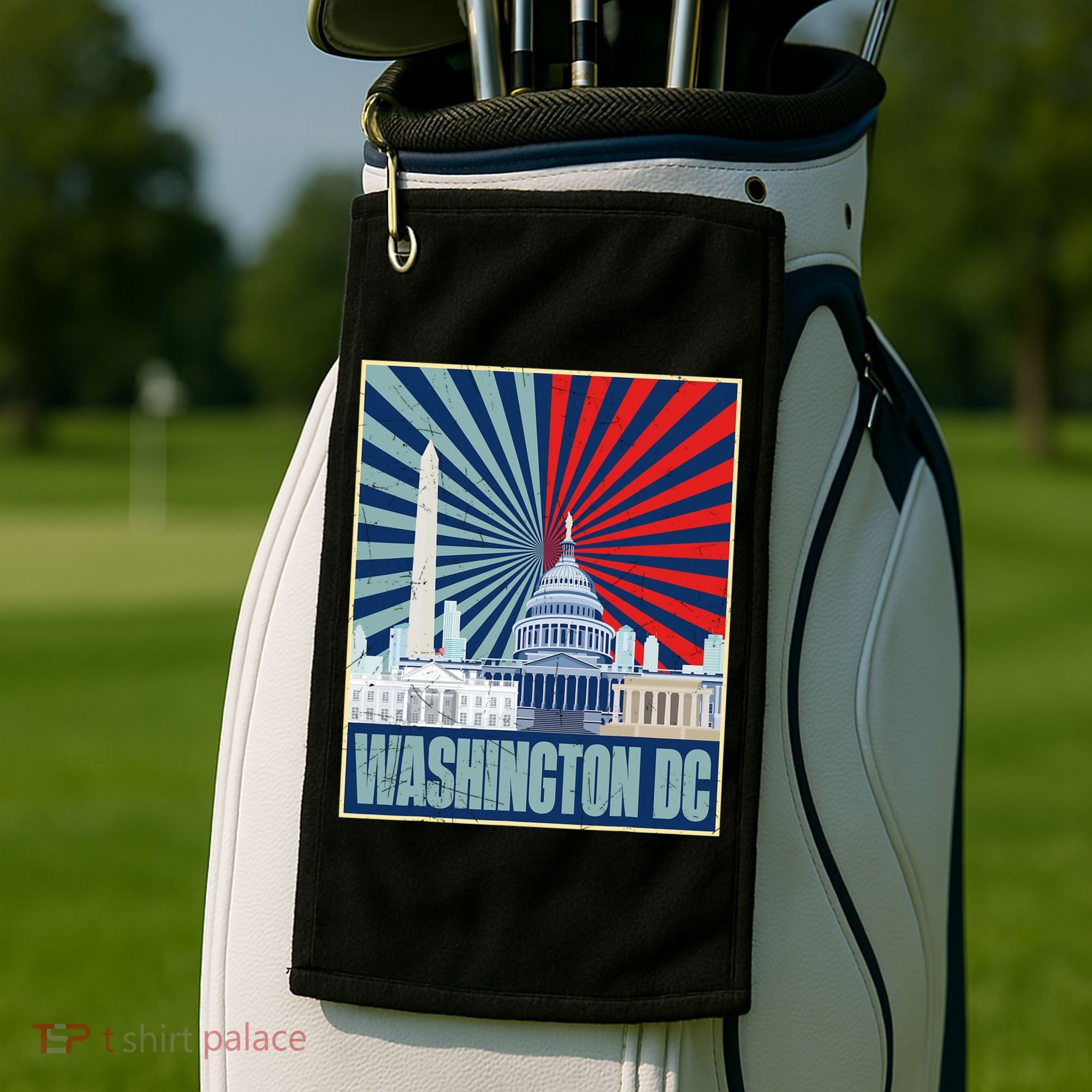 Retro Capitol Hill Washington DC American Flag Golf Towel