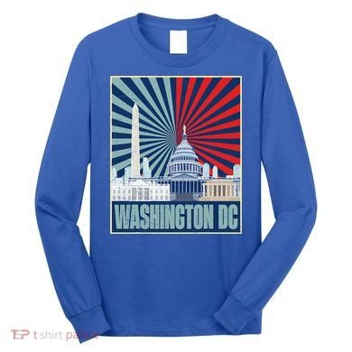 Retro Capitol Hill Washington DC American Flag Long Sleeve Shirt
