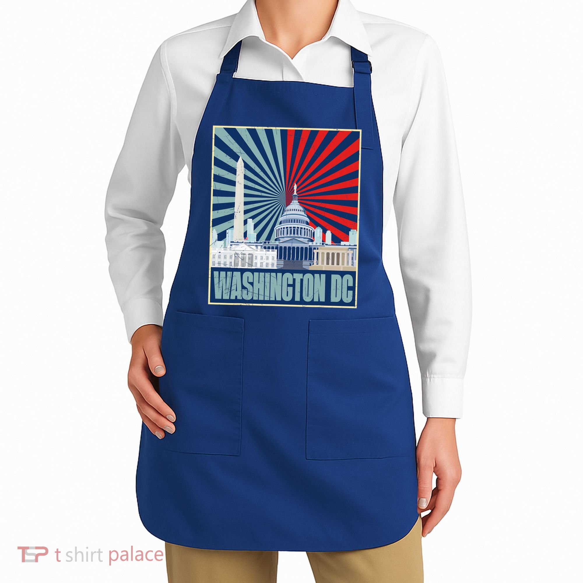 Retro Capitol Hill Washington DC American Flag Apron