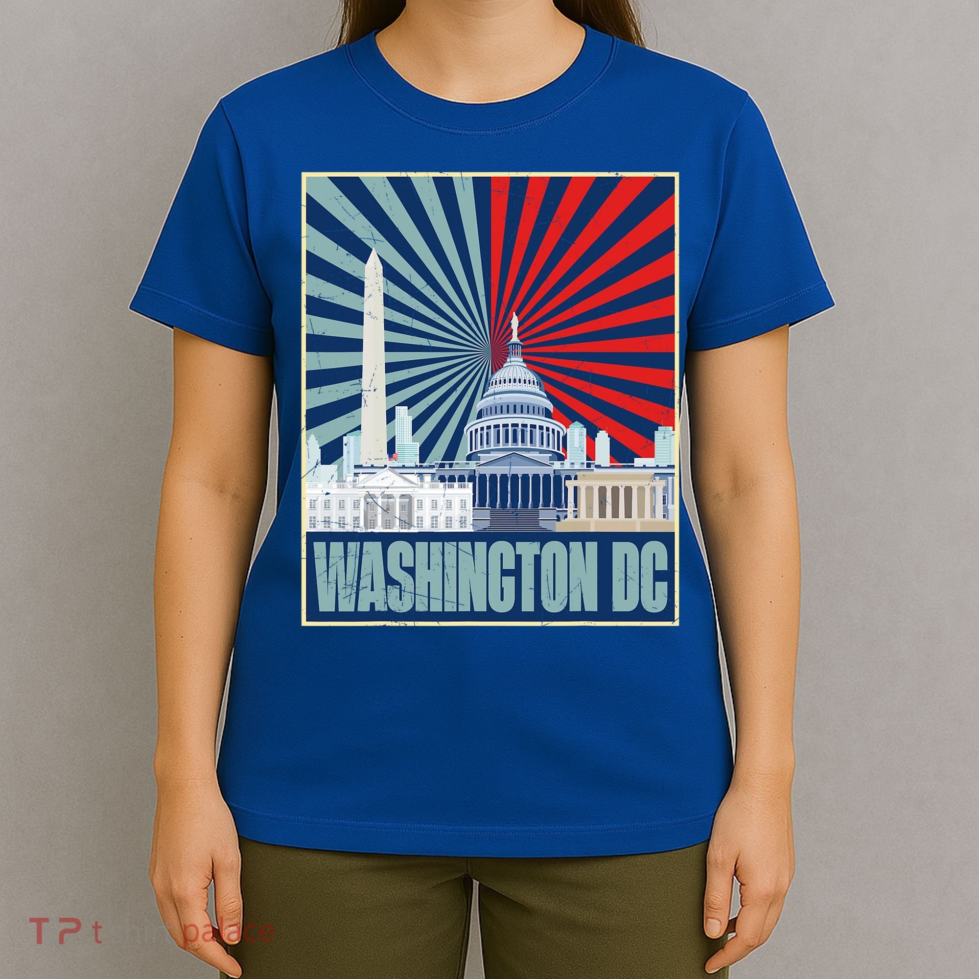 Retro Capitol Hill Washington DC American Flag T-Shirt