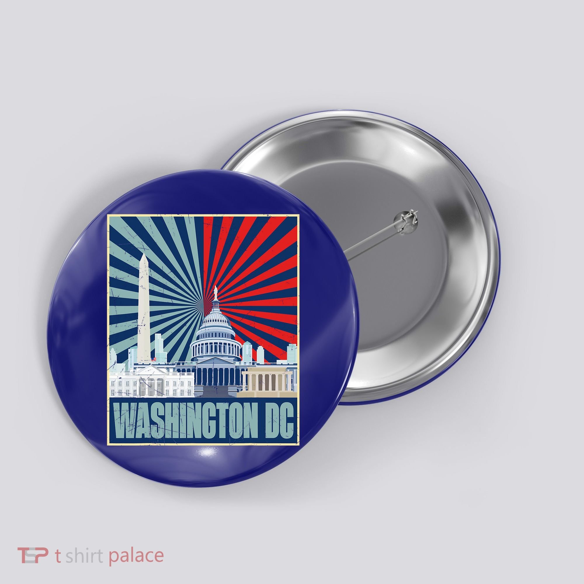 Retro Capitol Hill Washington DC American Flag Button