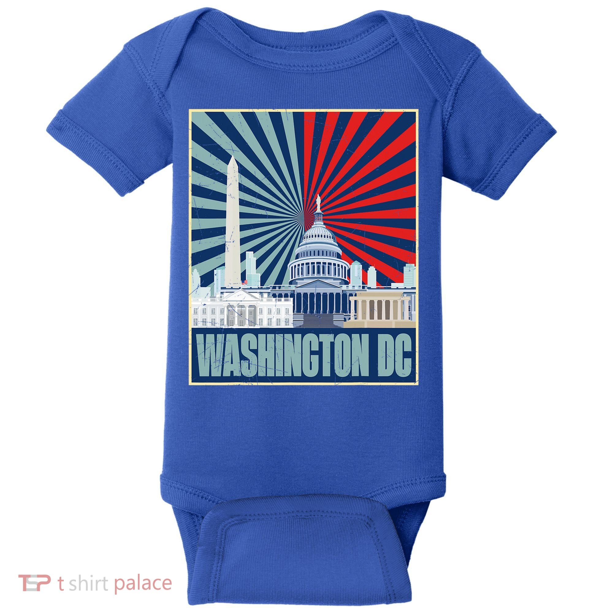 Retro Capitol Hill Washington DC American Flag Baby Bodysuit