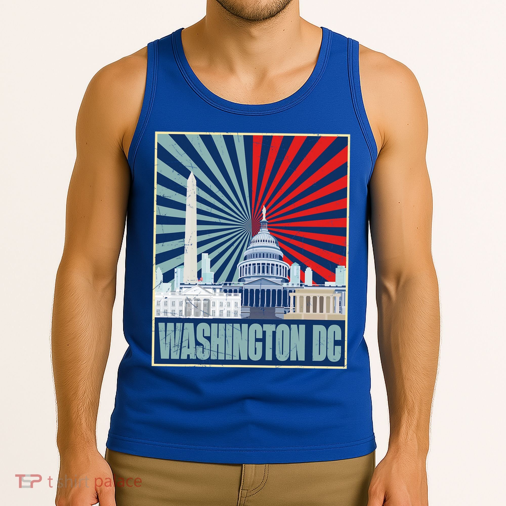 Retro Capitol Hill Washington DC American Flag Tank Top