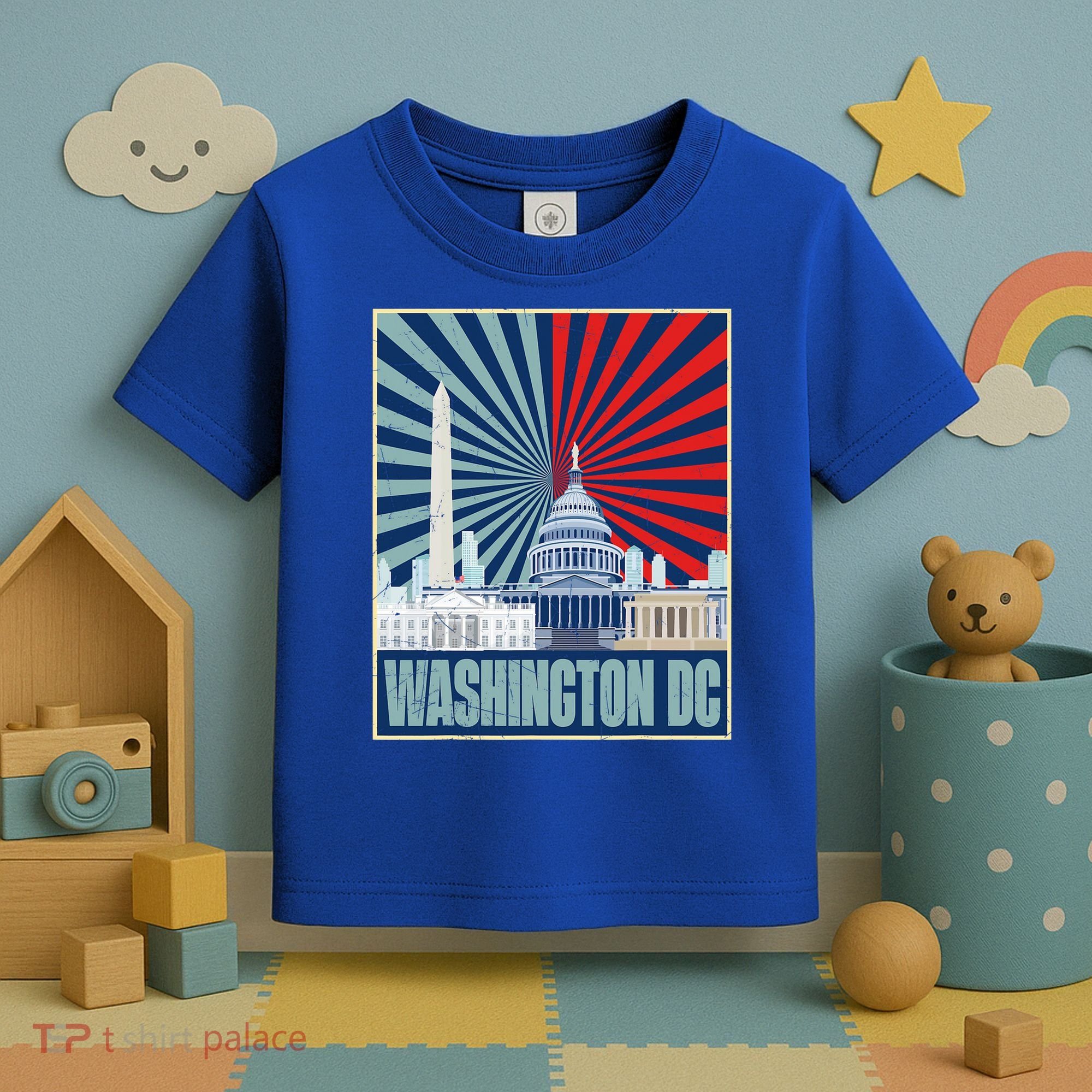 Retro Capitol Hill Washington DC American Flag Toddler T-Shirt