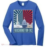 Retro Capitol Hill Washington DC American Flag Women's Long Sleeve Shirt thumb 0