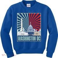 Retro Capitol Hill Washington DC American Flag Kids Sweatshirt thumb 0