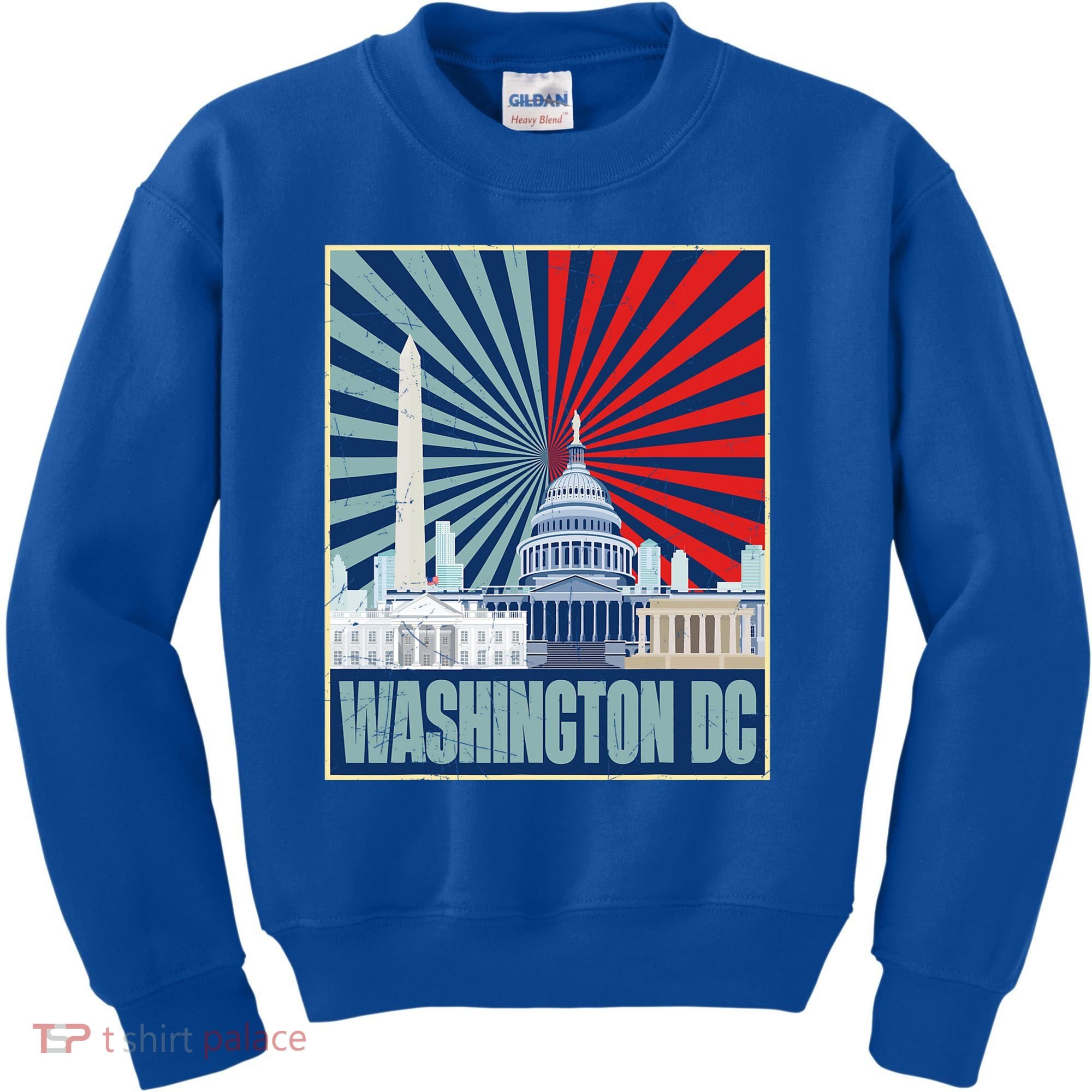 Retro Capitol Hill Washington DC American Flag Kids Sweatshirt