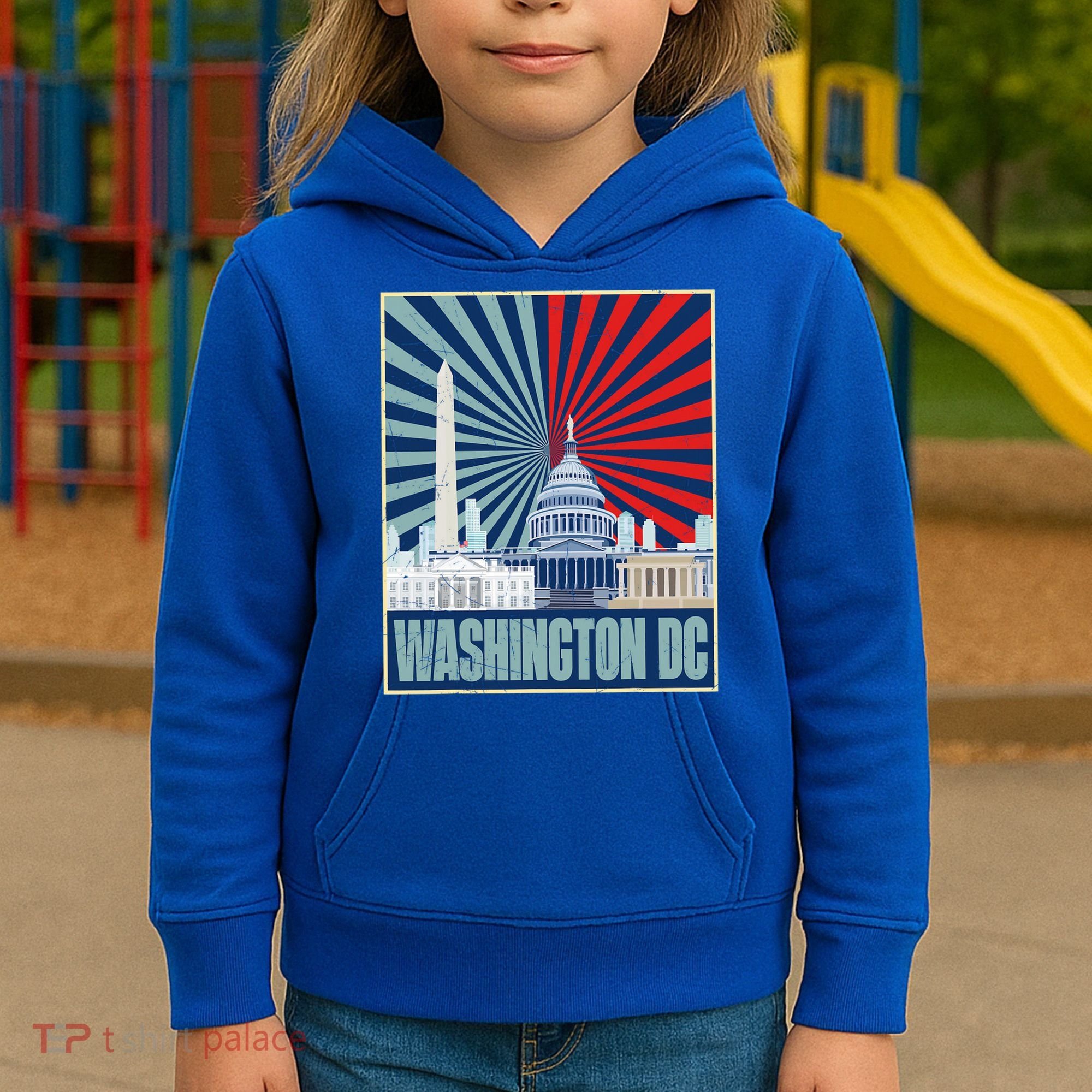 Retro Capitol Hill Washington DC American Flag Kids Hoodie