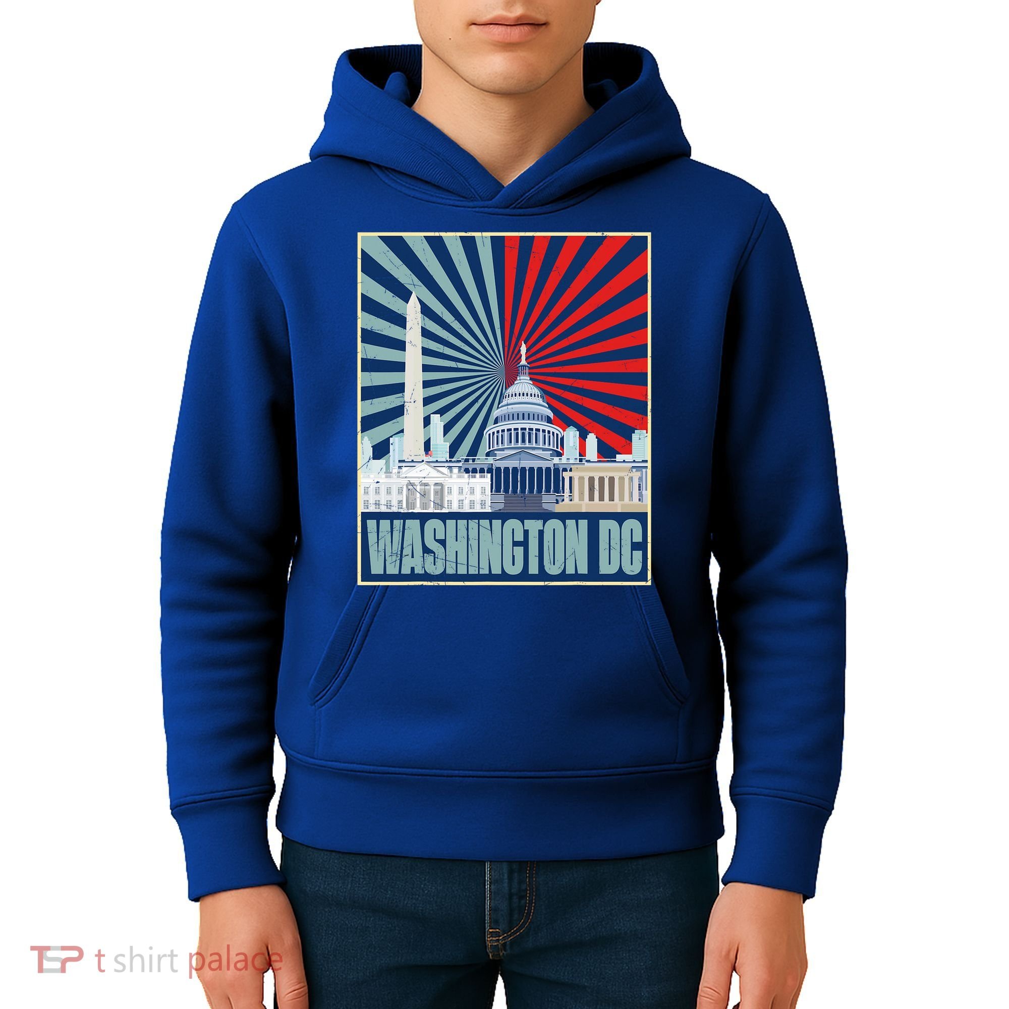 Retro Capitol Hill Washington DC American Flag Kids Hoodie