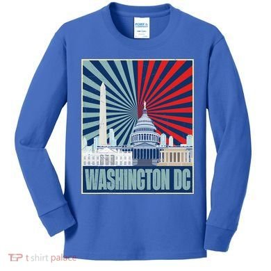 Retro Capitol Hill Washington DC American Flag Kids Long Sleeve Shirt