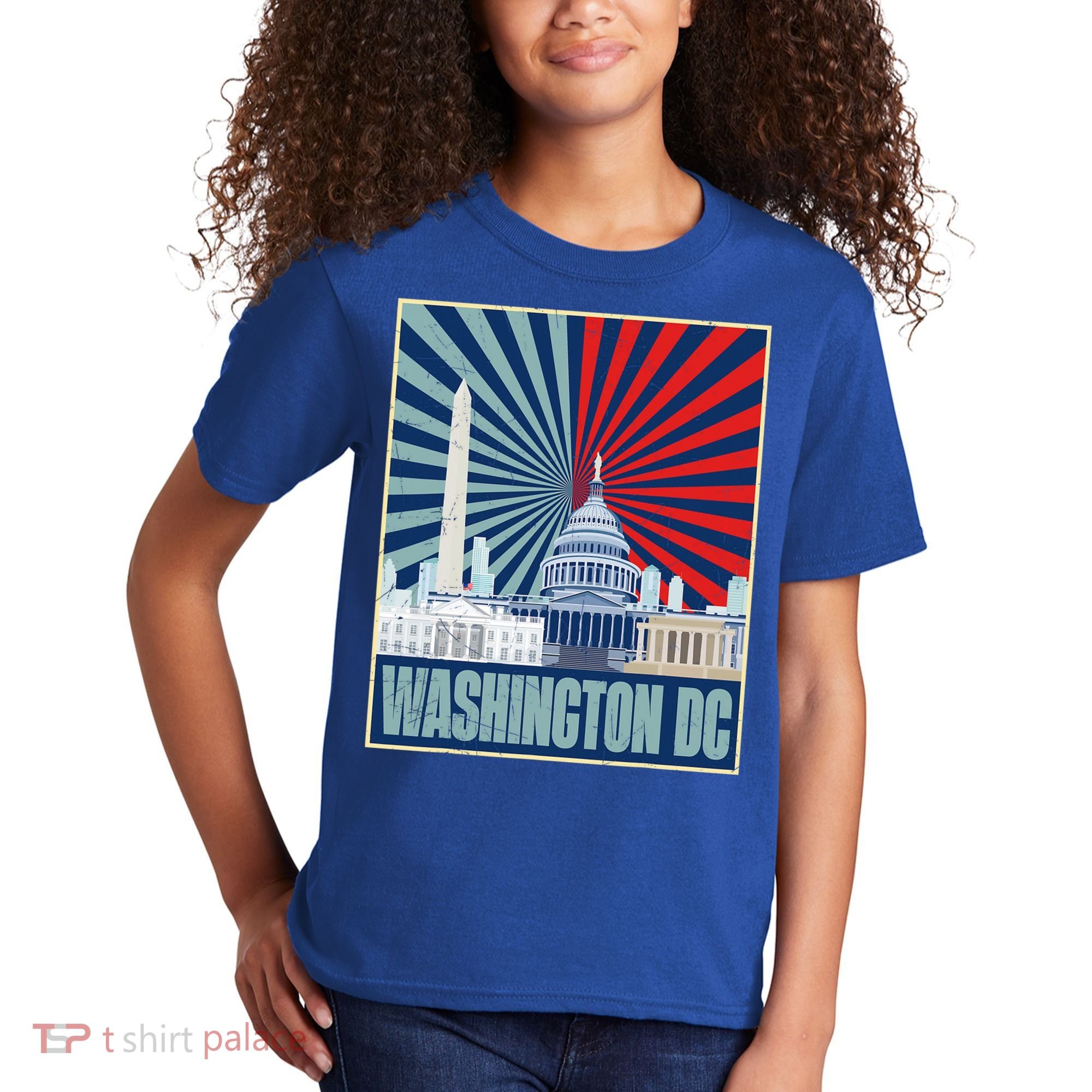Retro Capitol Hill Washington DC American Flag Kids T-Shirt