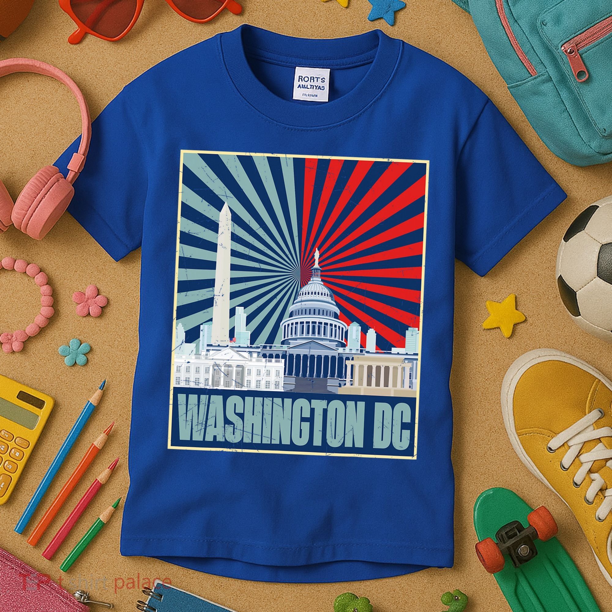Retro Capitol Hill Washington DC American Flag Kids T-Shirt