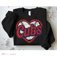 Retro Cubs Heart Last Name Lovers Gifts For Women Sweatshirt thumb 2