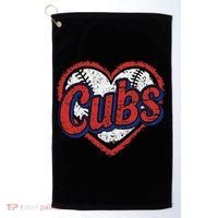 Retro Cubs Heart Last Name Lovers Gifts For Women Golf Towel thumb 0