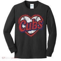 Retro Cubs Heart Last Name Lovers Gifts For Women Kids Long Sleeve Shirt thumb 0