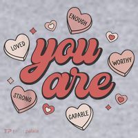 Retro Candy Heart Teacher Valentine's Day You Are Enough Women's Sweatshirt thumb 2