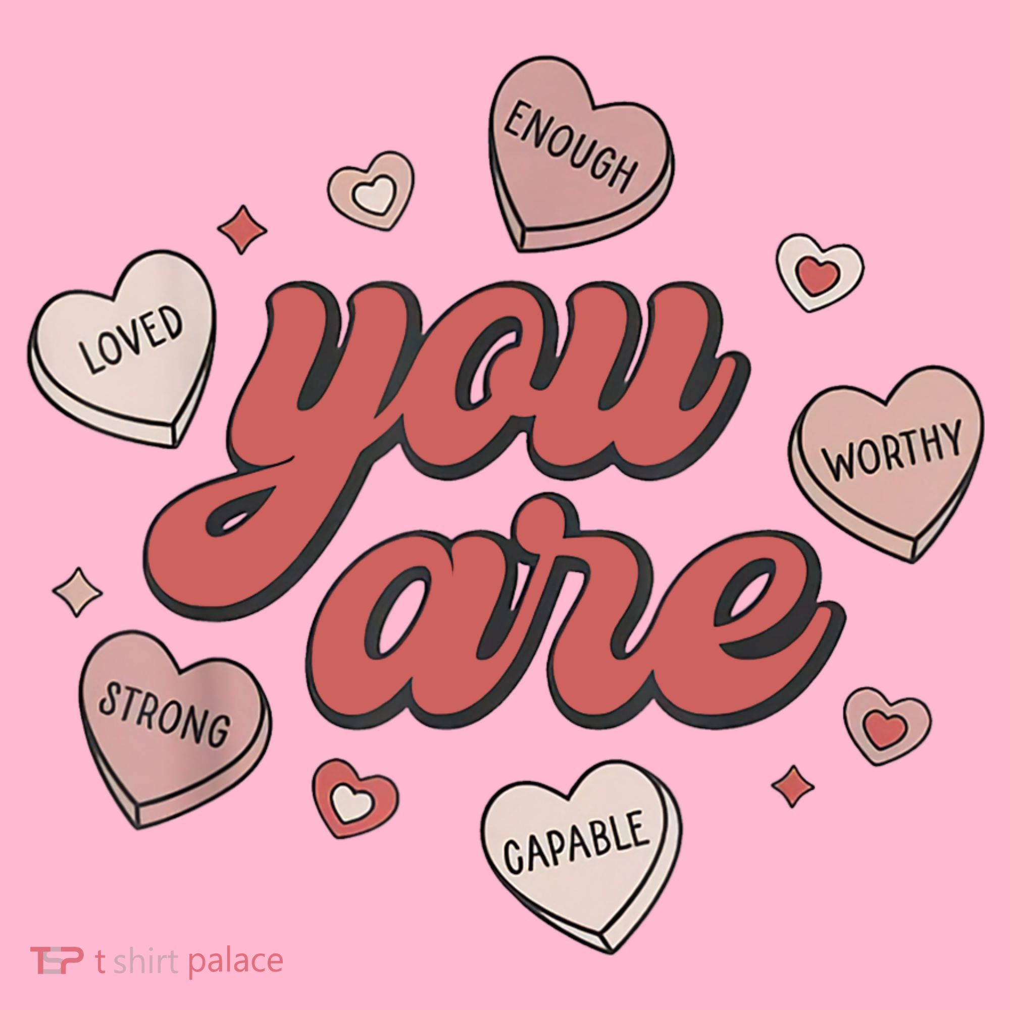 Retro Candy Heart Teacher Valentine's Day You Are Enough Coaster