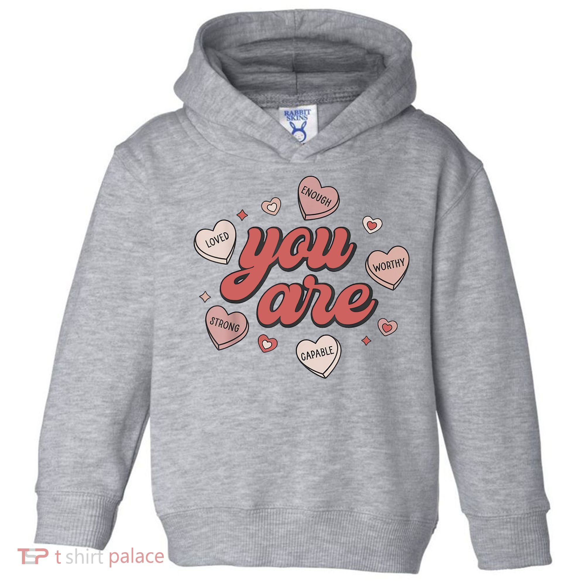Retro Candy Heart Teacher Valentine's Day You Are Enough Toddler Hoodie
