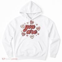 Retro Candy Heart Teacher Valentine's Day You Are Enough Hoodie thumb 0