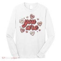 Retro Candy Heart Teacher Valentine's Day You Are Enough Long Sleeve Shirt thumb 0