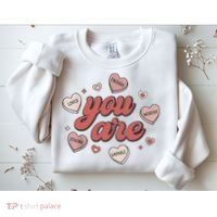 Retro Candy Heart Teacher Valentine's Day You Are Enough Sweatshirt thumb 2