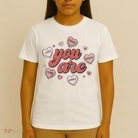 Retro Candy Heart Teacher Valentine's Day You Are Enough T-Shirt thumb 4