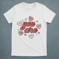 Retro Candy Heart Teacher Valentine's Day You Are Enough T-Shirt thumb 5