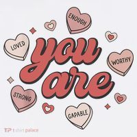 Retro Candy Heart Teacher Valentine's Day You Are Enough T-Shirt thumb 7