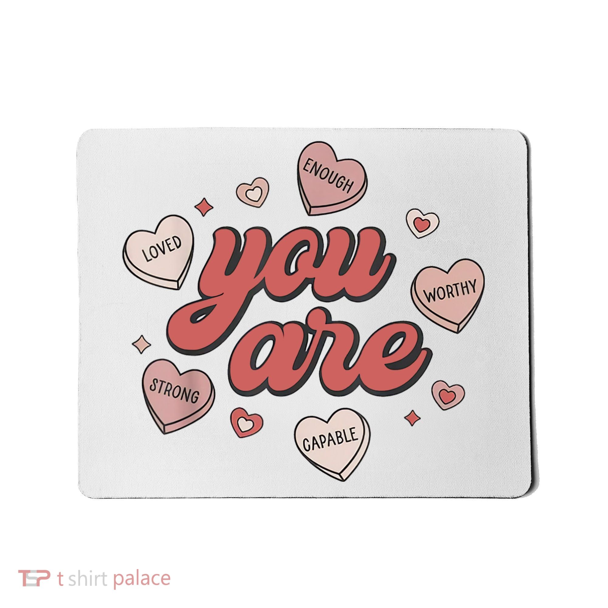 Retro Candy Heart Teacher Valentine's Day You Are Enough Mousepad