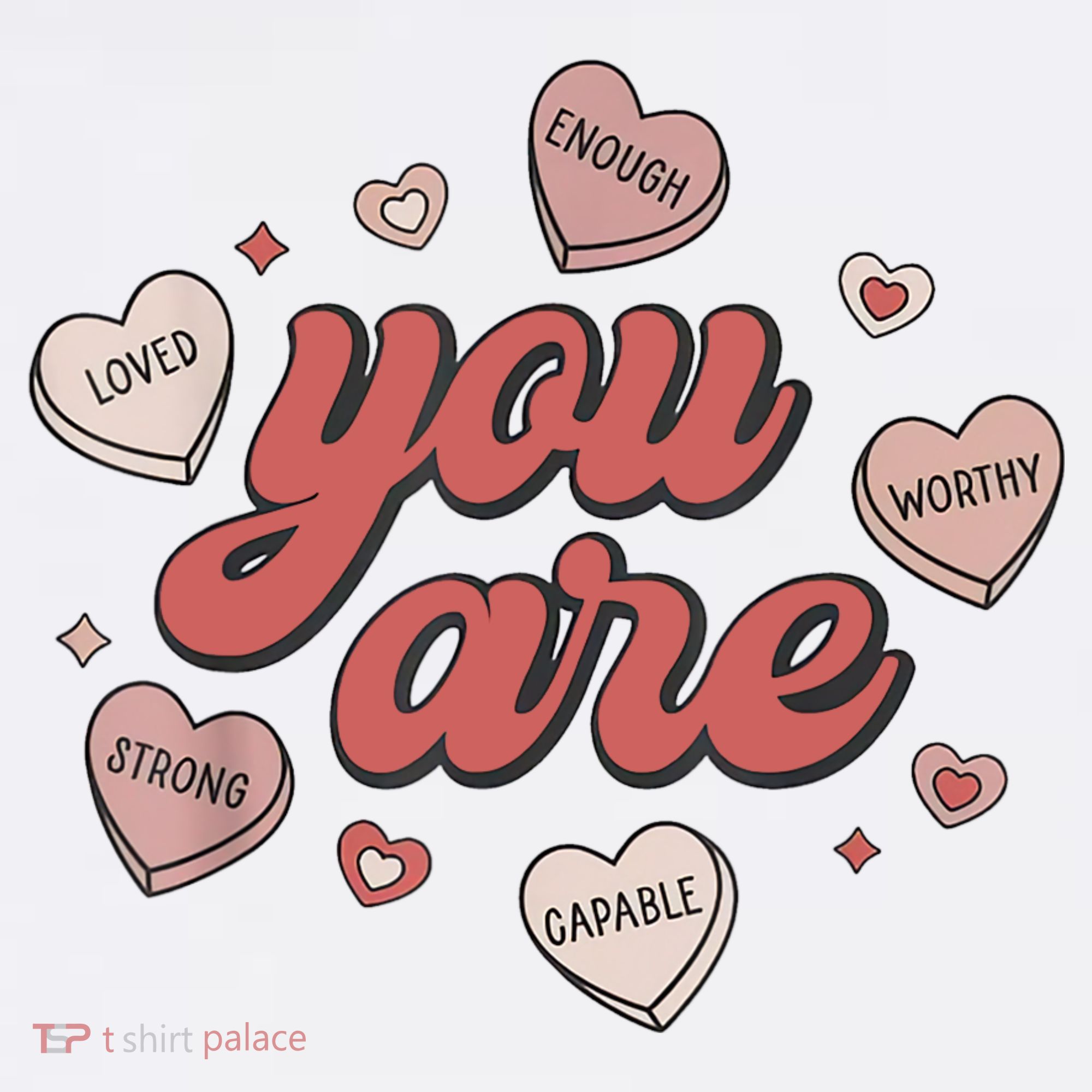 Retro Candy Heart Teacher Valentine's Day You Are Enough Mousepad