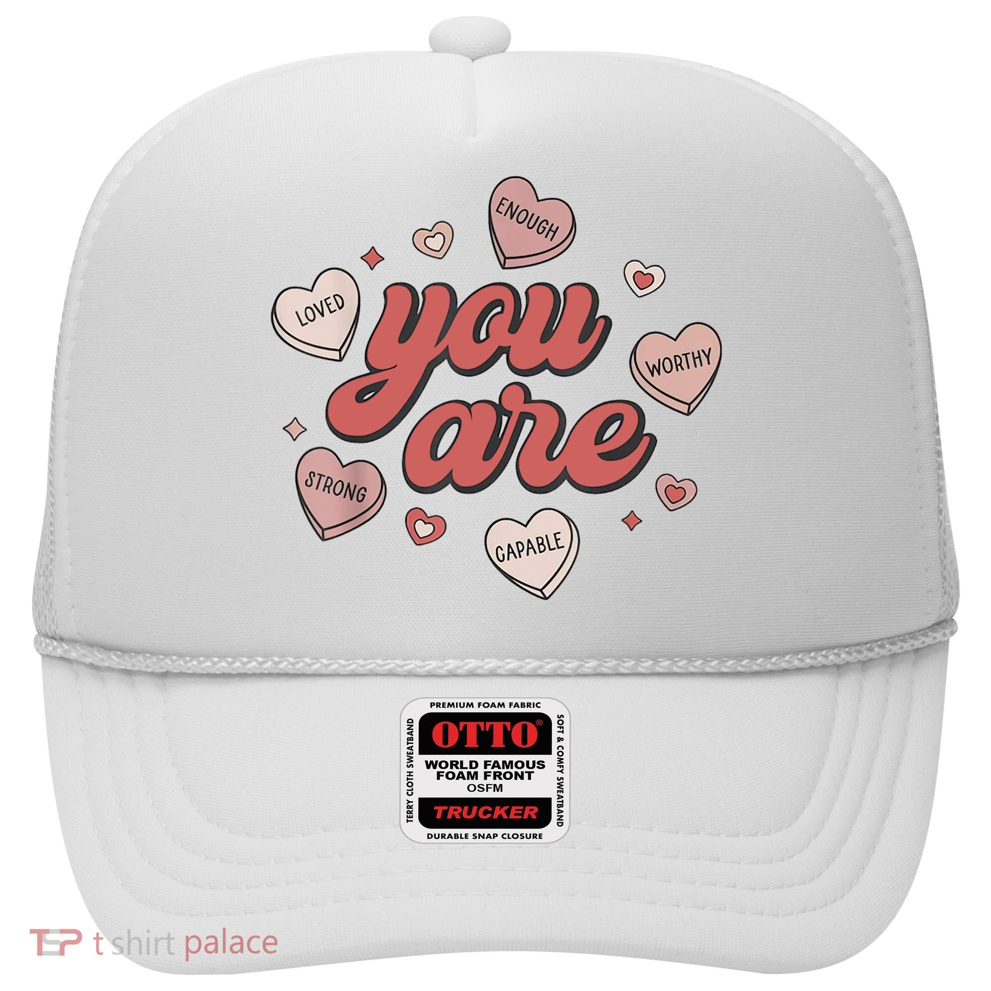 Retro Candy Heart Teacher Valentine's Day You Are Enough Hat