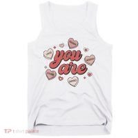 Retro Candy Heart Teacher Valentine's Day You Are Enough Tank Top thumb 0
