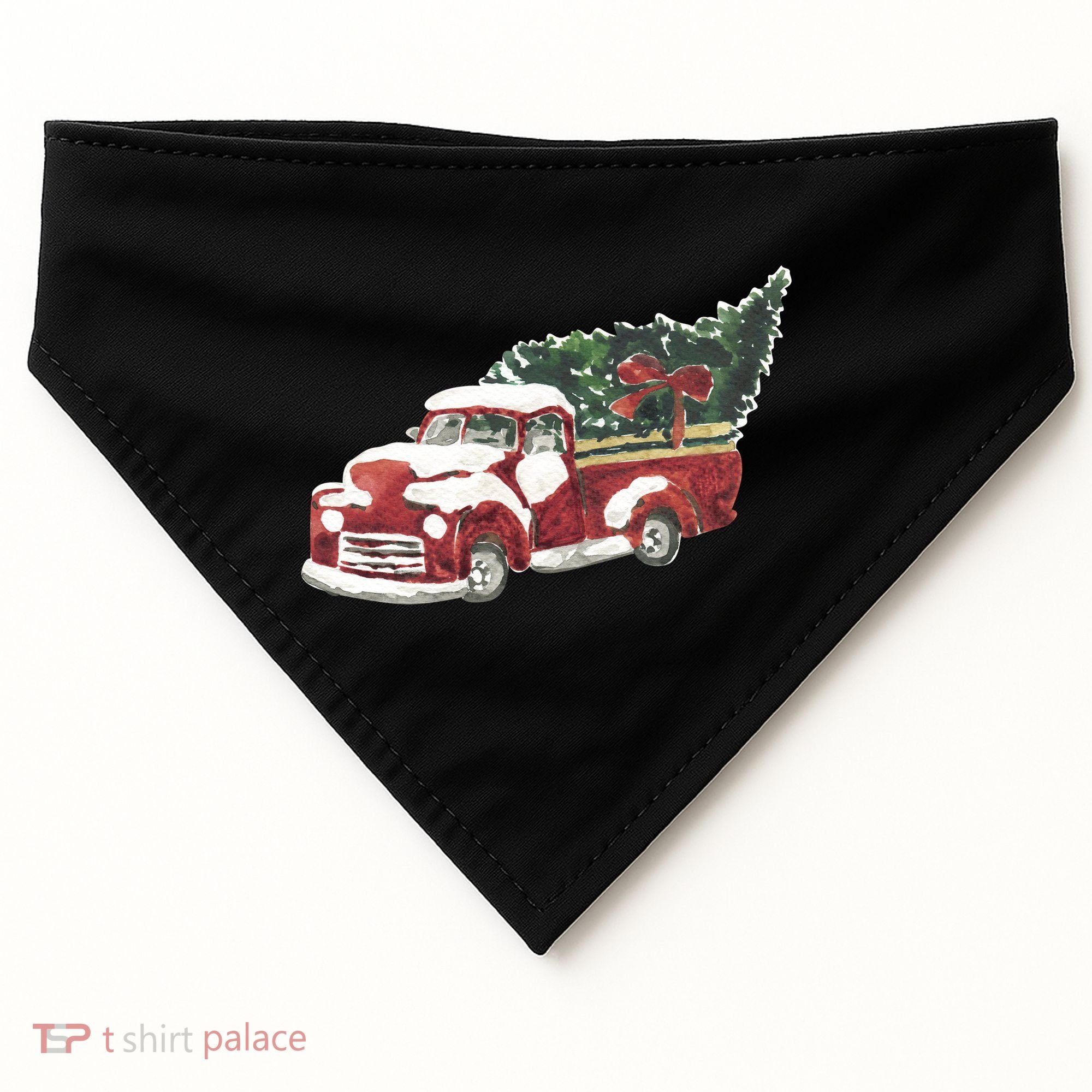 Retro Christmas Holiday Truck USA-Made Doggie Bandana