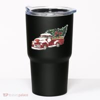 Retro Christmas Holiday Truck Tumbler thumb 0