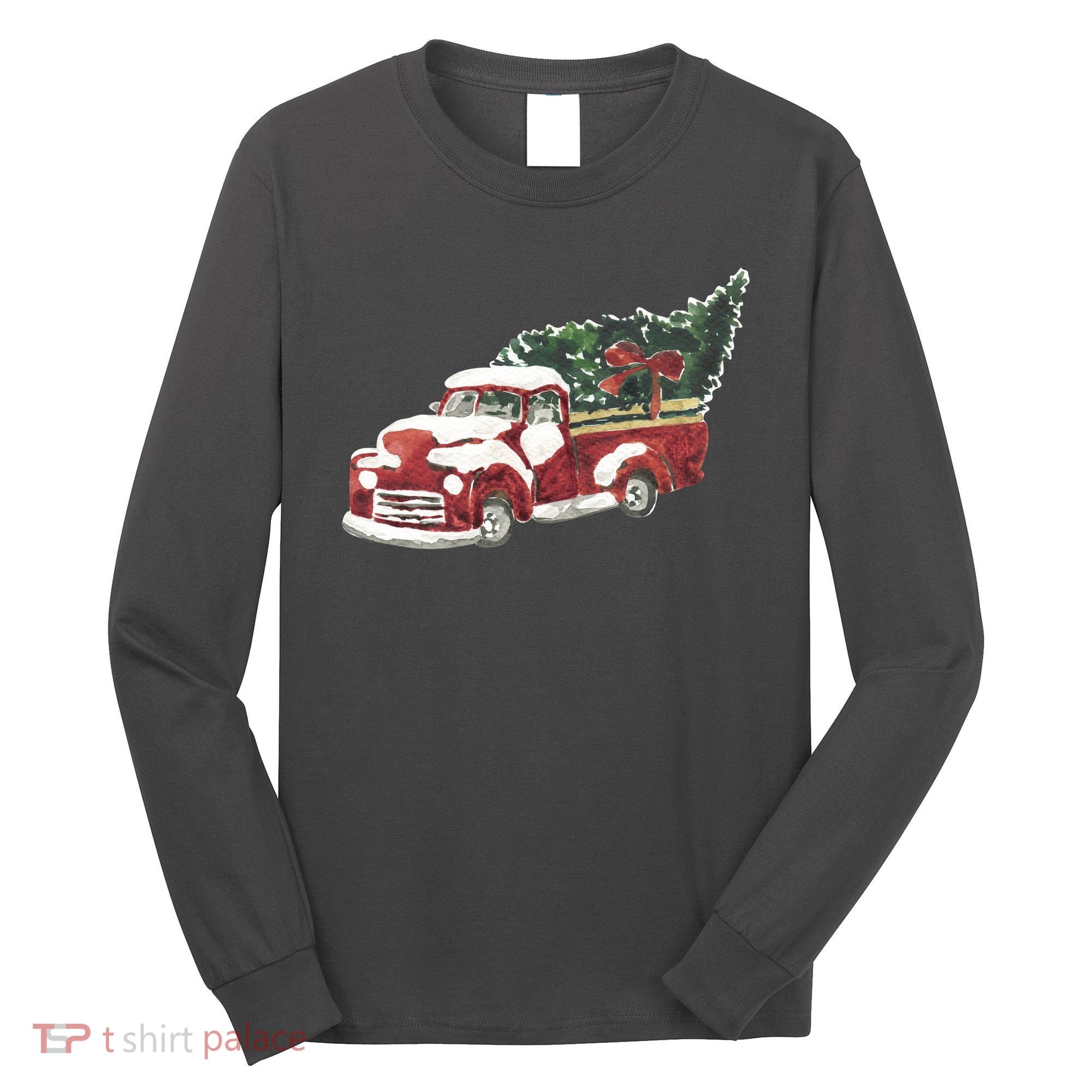 Retro Christmas Holiday Truck Long Sleeve Shirt
